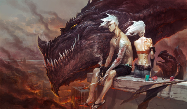 Couple people ledgedragon woman back free wallpaper - medium preview image