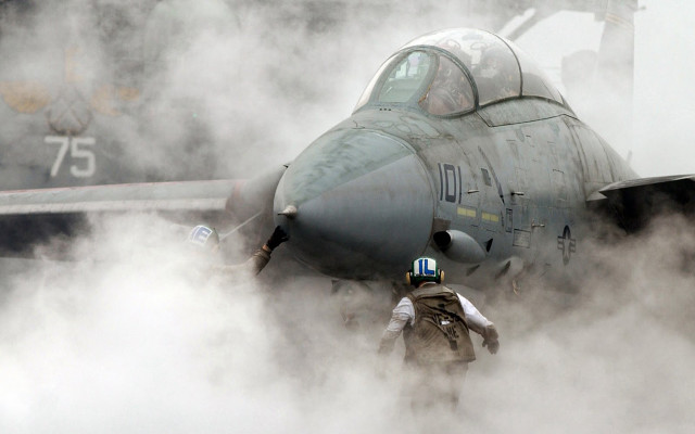 Fighter jet runway jetliner smoke free wallpaper - medium preview image