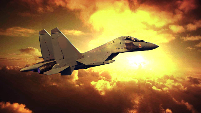 Fighter jet cloudy sky sunset free wallpaper - medium preview image