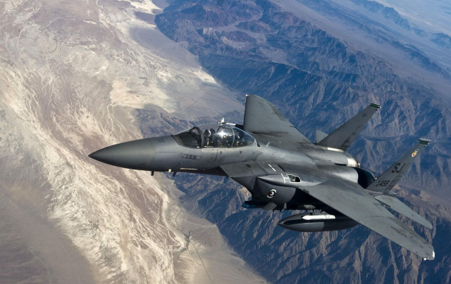 Fighter jet flying mountain range #5 free wallpaper - medium preview image