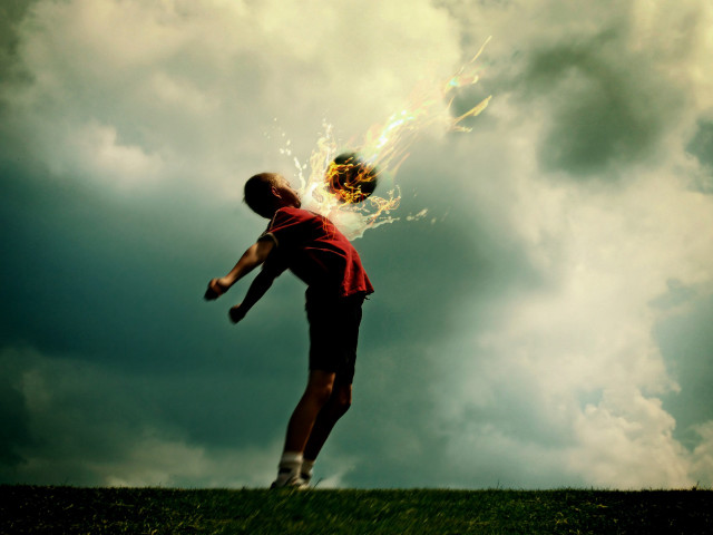 Man throwing ball fireball hand free wallpaper - medium preview image