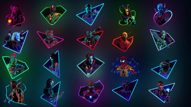Neon colored stickers characters shapes free wallpaper - medium preview image