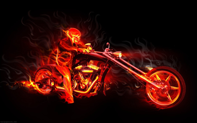Motorcycle flames dark sky black free wallpaper - medium preview image