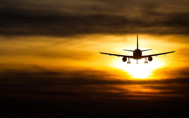 Plane sunset sky clouds flying #2 free wallpaper - medium preview image