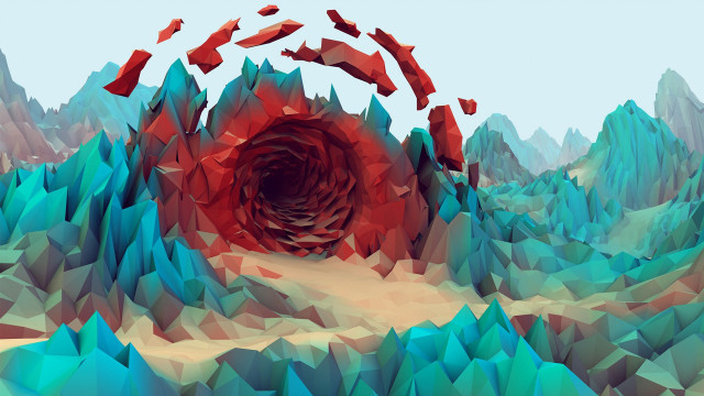 Red blue vortex mountain landscape free wallpaper - medium preview image