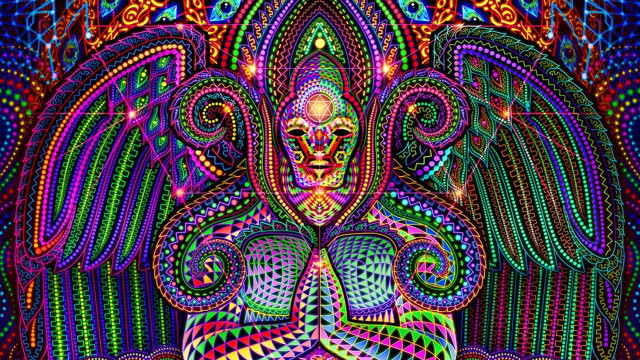Psychedelic angel wings skull chest free wallpaper - medium preview image