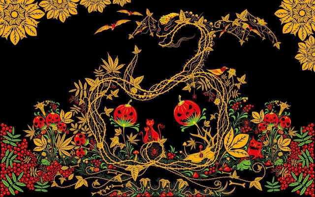 Black background floral border snake free wallpaper - medium preview image
