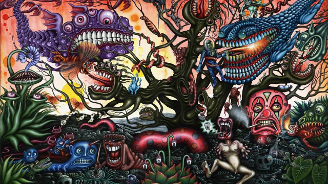 Tree faces monsters branches painting free wallpaper - medium preview image