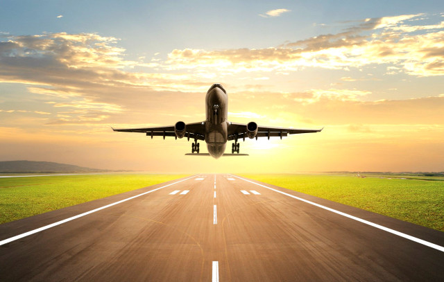 Jetliner sunset runway landing airplane #3 free wallpaper - medium preview image