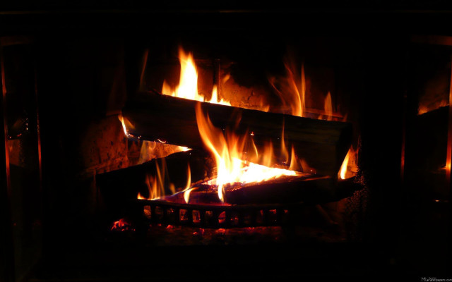 Fireplace blazing bright flames orange free wallpaper - medium preview image