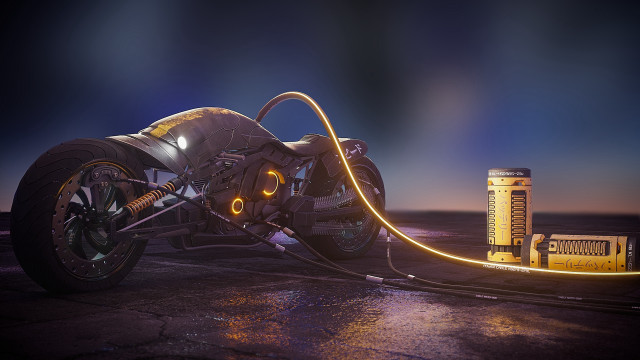 Motorcycle hose road night bright free wallpaper - medium preview image