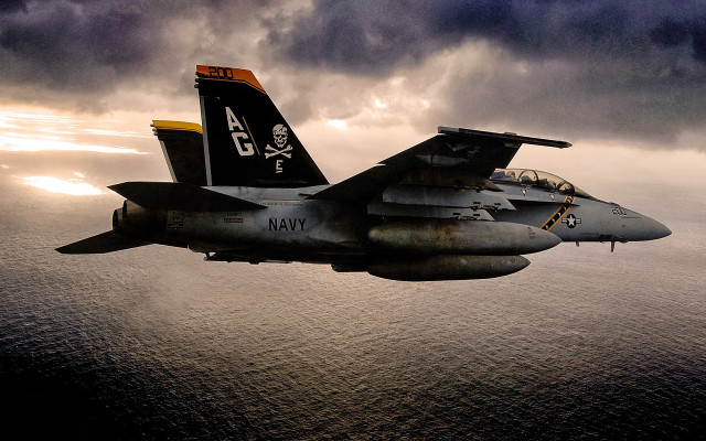 Fighter jet cloudy sky ocean #2 free wallpaper - medium preview image