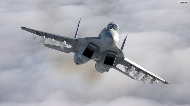 Fighter jet flying clouds sky #3 free wallpaper - medium preview image