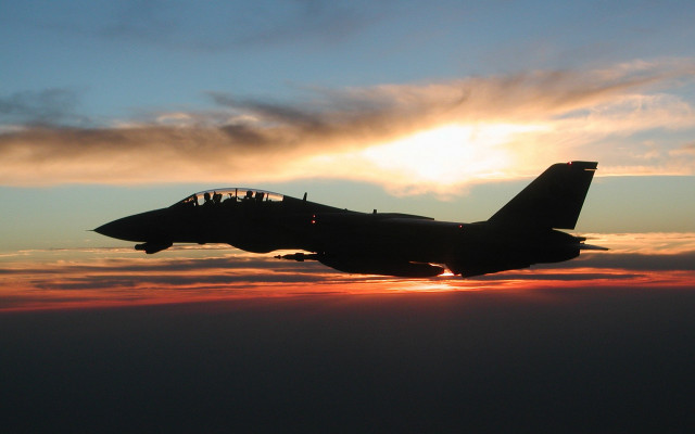 Jet cloudy sunset sky cockpit free wallpaper - medium preview image