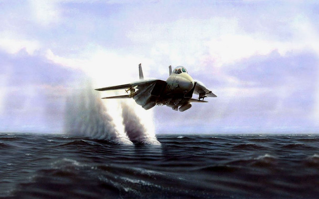 Fighter jet ocean jet boat #2 free wallpaper - medium preview image