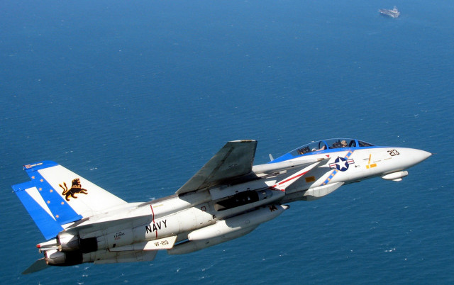 Fighter jet ocean ship night free wallpaper - medium preview image