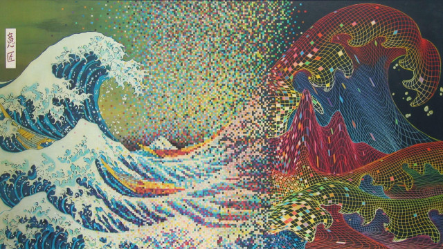 Colorful wave painting artistic surface free wallpaper - medium preview image