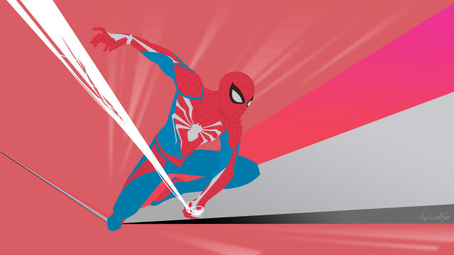Spider man running sword pink free wallpaper - medium preview image