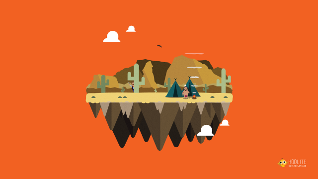 Cartoon desert cactus mountains orange free wallpaper - medium preview image