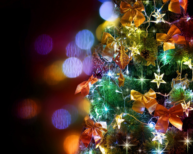 Christmas tree lights bows star #2 free wallpaper - medium preview image