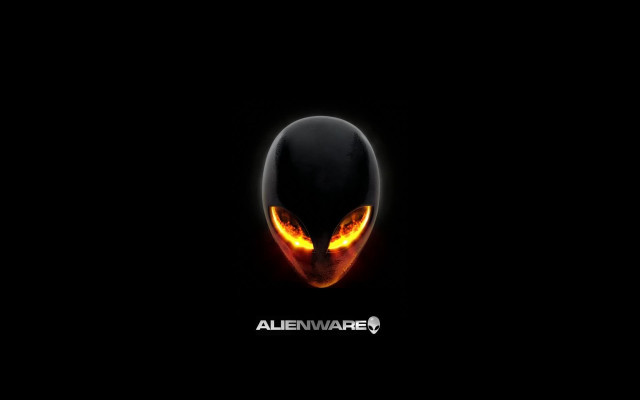Alienware logo glowing eyes black free wallpaper - medium preview image