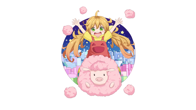 Cartoon character riding sheep blonde free wallpaper - medium preview image