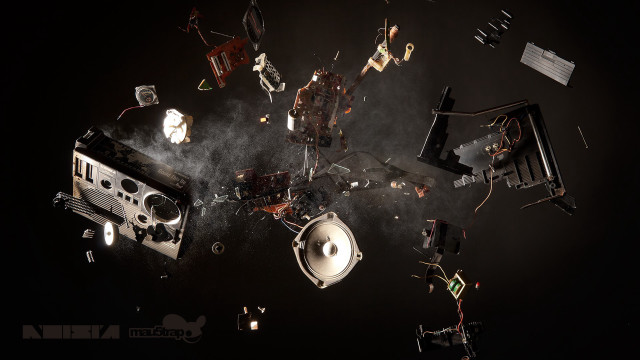Old electronics scattered dark image free wallpaper - medium preview image