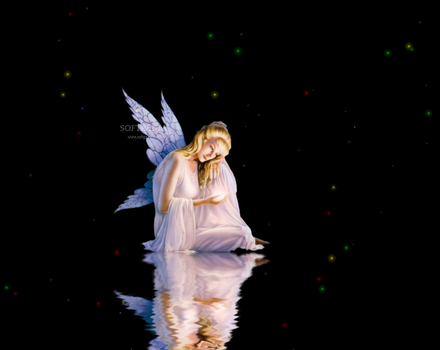 Fairy sitting water wings reflection free wallpaper - medium preview image