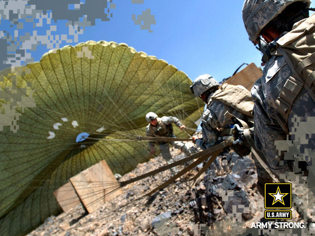 Soldiers holding large green leaves free wallpaper - medium preview image