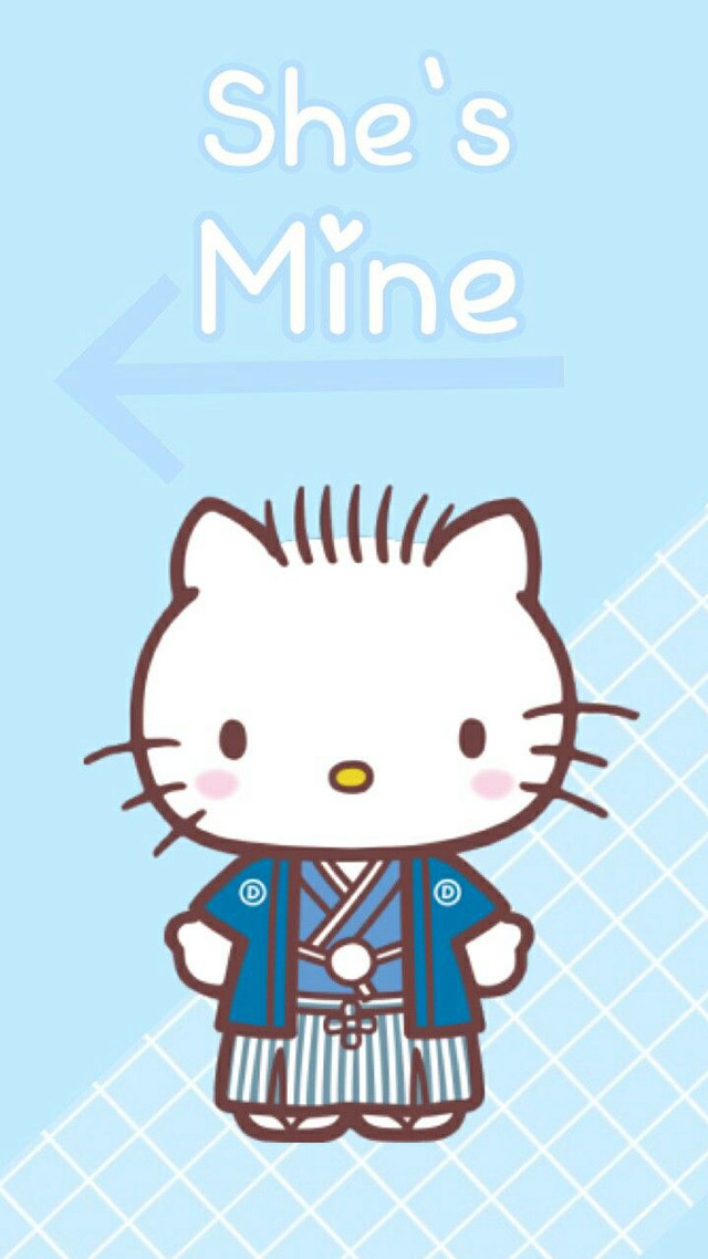Hello kitty blue background white free wallpaper - medium preview image
