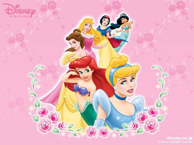 Princesses pink background roses stars free wallpaper - medium preview image