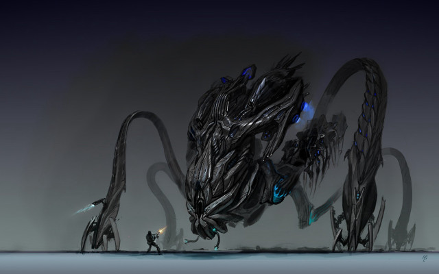 Giant alien creature man night free wallpaper - medium preview image