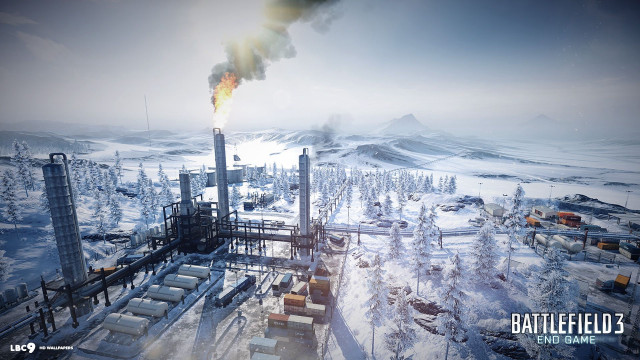 Factory smoke boxes snow stacks free wallpaper - medium preview image