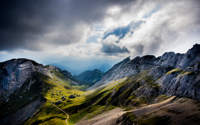 Mountain range cloudy sky winding #2 free wallpaper - medium preview image