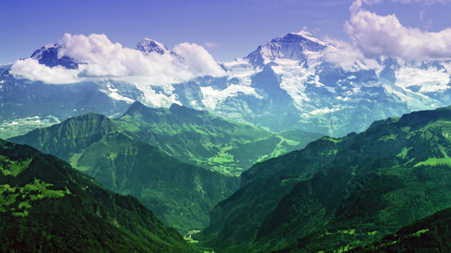 Mountain range green clouds sky free wallpaper - medium preview image