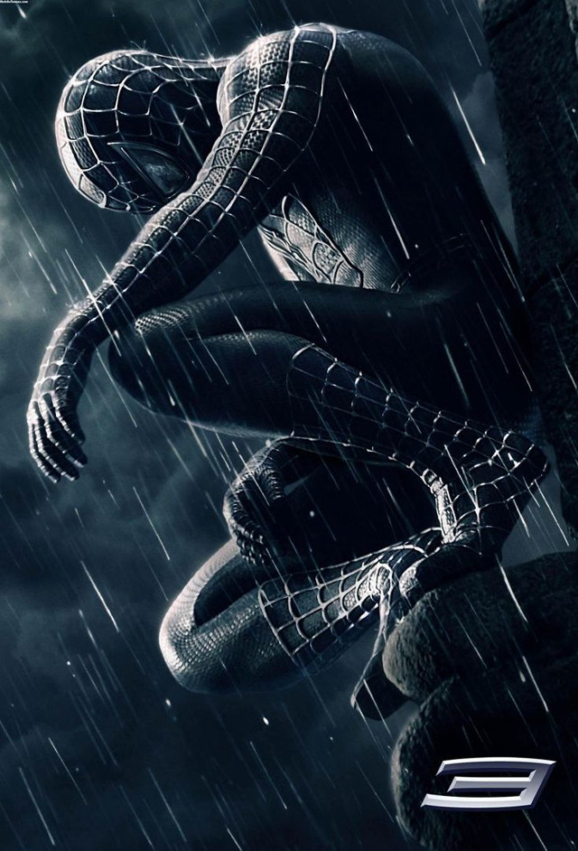Spiderman hanging rainy city movie free wallpaper - medium preview image