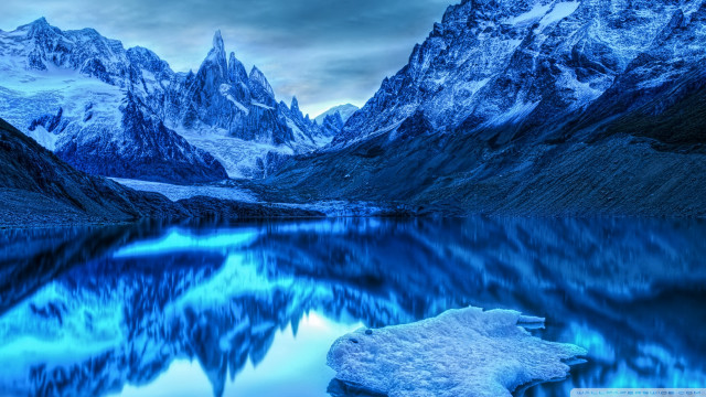 Mountain lake snow clouds blue free wallpaper - medium preview image