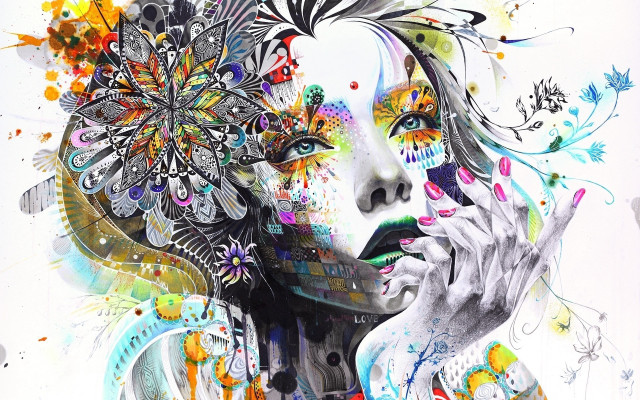 Woman flower butterfly hair head free wallpaper - medium preview image