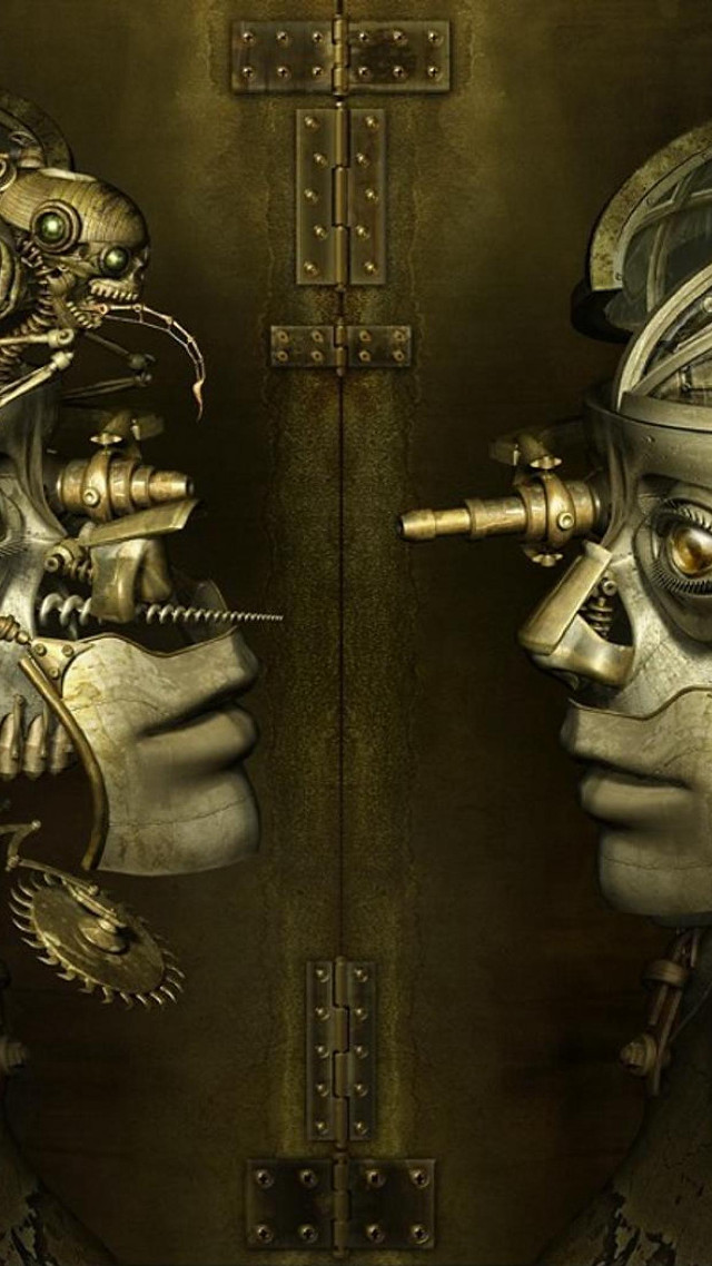 Masked automatistes biomechanical cyberpunk android free wallpaper - medium preview image