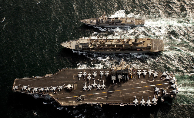 Military ships ocean waves smaller free wallpaper - medium preview image