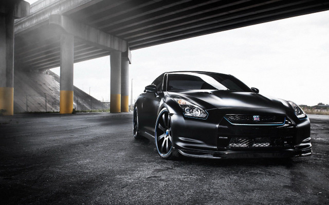 Black car parked bridge yellow free wallpaper - medium preview image