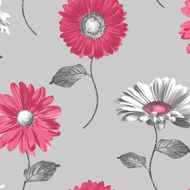 Pink white flower pattern gray free wallpaper - medium preview image