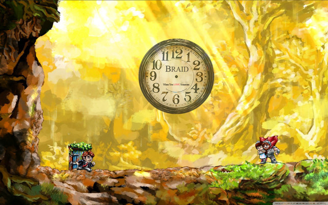 Clock cave two people yellow free wallpaper - medium preview image
