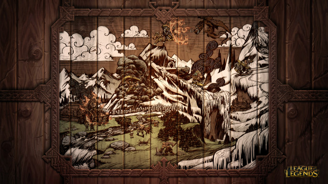 Mountain snow trees bushes fantasy free wallpaper - medium preview image