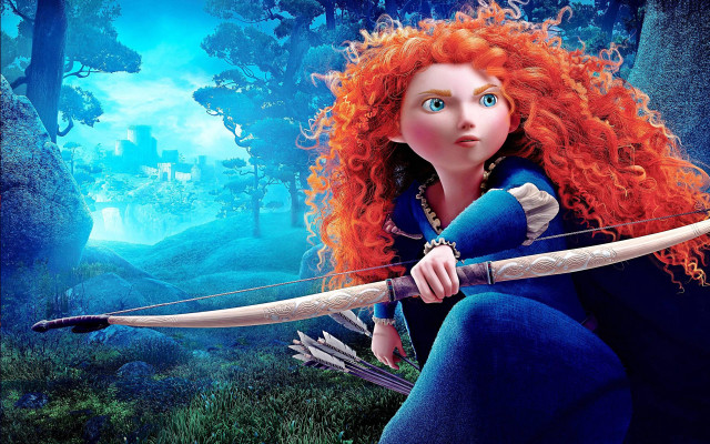 Red haired girl bow arrow free wallpaper - medium preview image