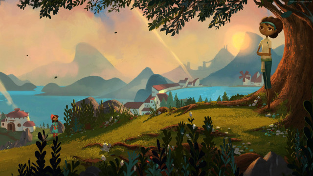 Man tree forest lake mountains free wallpaper - medium preview image