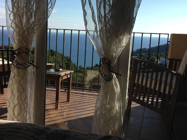 Balcony table chairs ocean view #2 free wallpaper - medium preview image