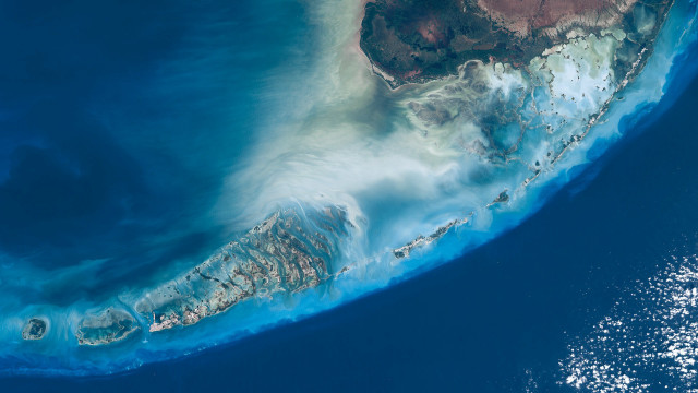 Satellite image blue ocean island free wallpaper - medium preview image