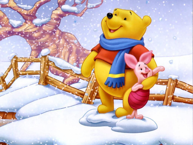 Winnie the pooh piglet snow free wallpaper - medium preview image
