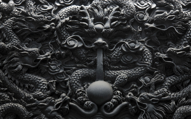 Dragon ball pattern black white free wallpaper - medium preview image